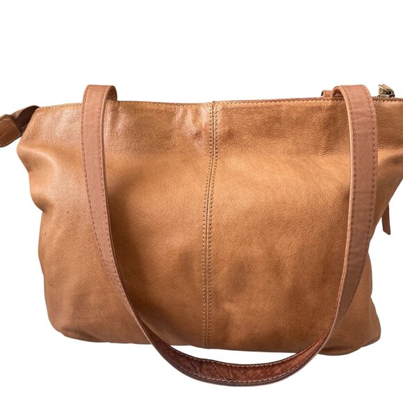 Tan Leather Shoulder Bag Floral Western Boho Soft Slouchy Everyday Purse - Picture 7 of 8